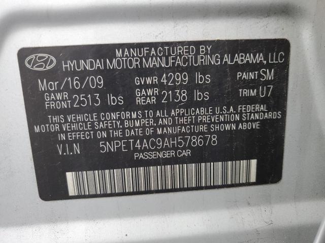 5NPET4AC9AH578678 - 2010 HYUNDAI SONATA GLS SILVER photo 10