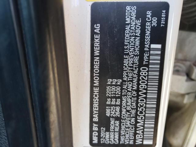 WBAVM5C53DVV90280 - 2013 BMW X1 XDRIVE3 WHITE photo 10
