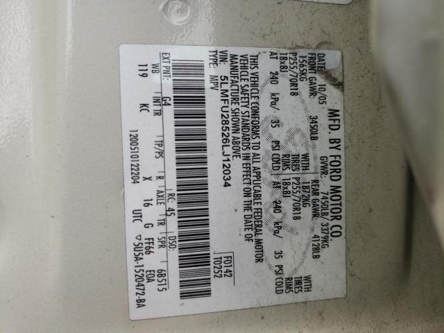 5LMFU28526LJ12034 - 2006 LINCOLN NAVIGATOR 米色 照片 10