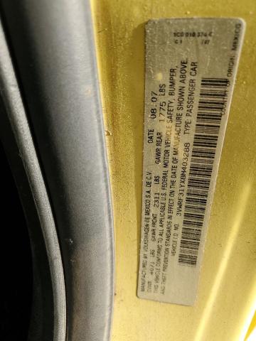 3VWRF31YX8M403288 - 2008 VOLKSWAGEN NEW BEETLE 黄色 照片 10