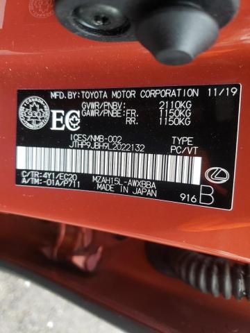 JTHP9JBH9L2022132 - 2020 LEXUS UX 250H ORANGE photo 10