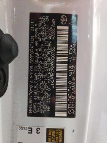 JTKJF5C79B3020735 - 2011 TOYOTA SCION TC თეთრი ფოტო 10