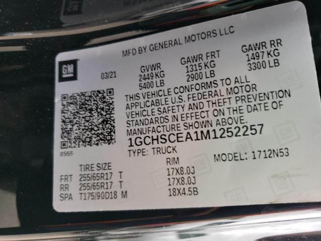 1GCHSCEA1M1252257 - 2021 CHEVROLET COLORADO LT  photo 10