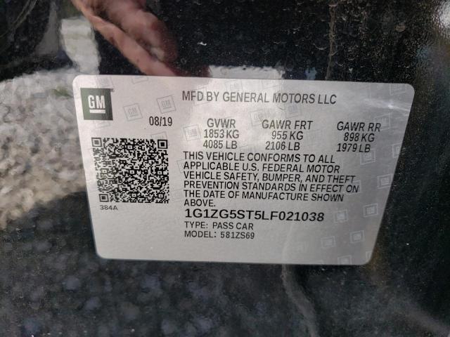 1G1ZG5ST5LF021038 - 2020 CHEVROLET MALIBU RS BLACK photo 10