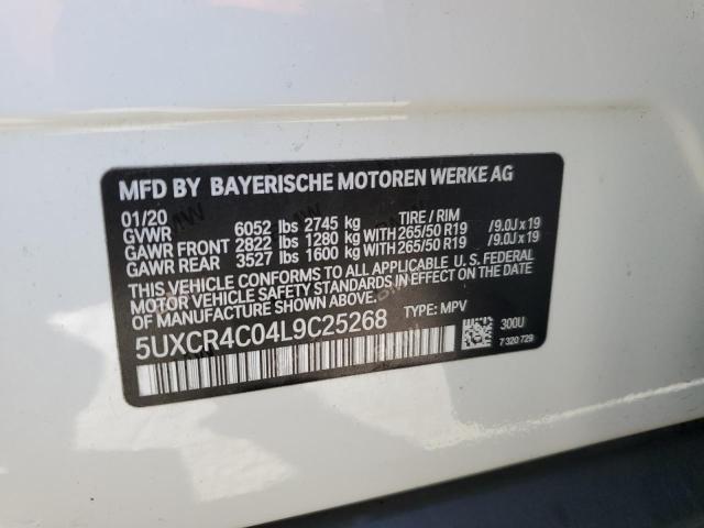 5UXCR4C04L9C25268 - 2020 BMW X5 SDRIVE WHITE photo 10