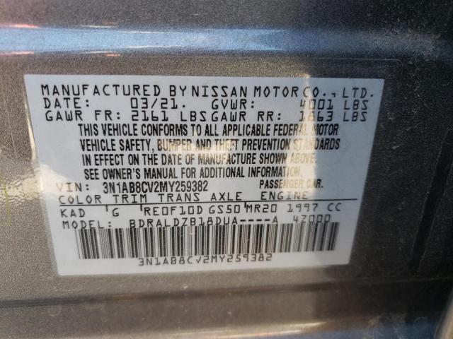 3N1AB8CV2MY259382 - 2021 NISSAN SENTRA SV GRAY photo 10