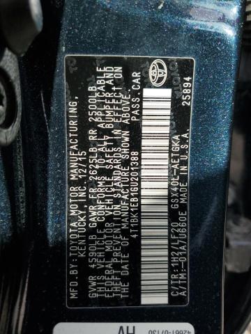 4T1BK1EB1GU201388 - 2016 TOYOTA AVALON XLE BLUE photo 10