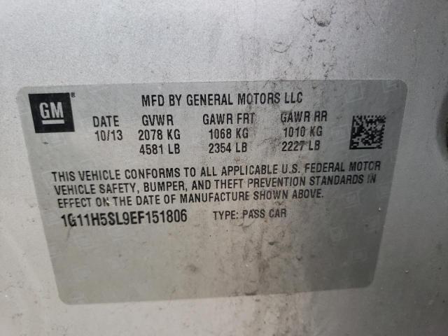 1G11H5SL9EF151806 - 2014 CHEVROLET MALIBU LTZ ვერცხლისფერი ფოტო 10