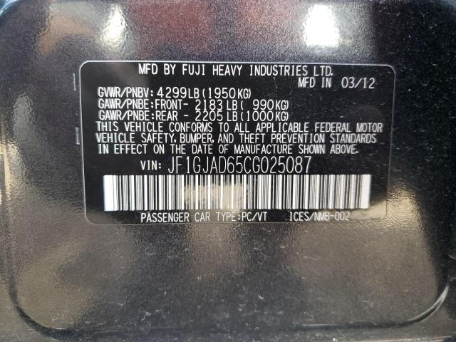 JF1GJAD65CG025087 - 2012 SUBARU IMPREZA PR GRAY photo 10