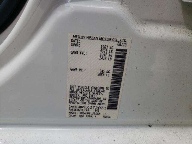 1N4BL4BV9LC272071 - 2020 NISSAN ALTIMA S WHITE photo 10