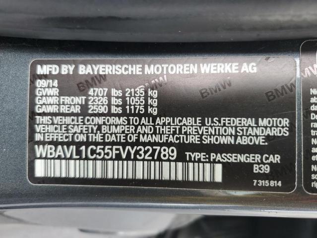 WBAVL1C55FVY32789 - 2015 BMW X1 XDRIVE2 GRAY photo 10