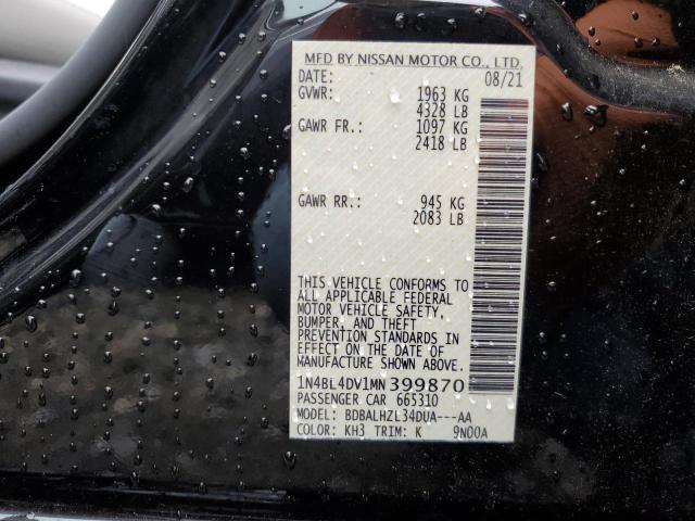 1N4BL4DV1MN399870 - 2021 NISSAN ALTIMA SV BLACK photo 10