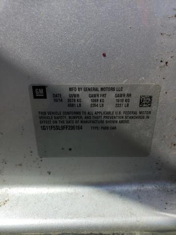 1G11F5SL9FF206164 - 2015 CHEVROLET MALIBU LTZ ვერცხლისფერი ფოტო 10