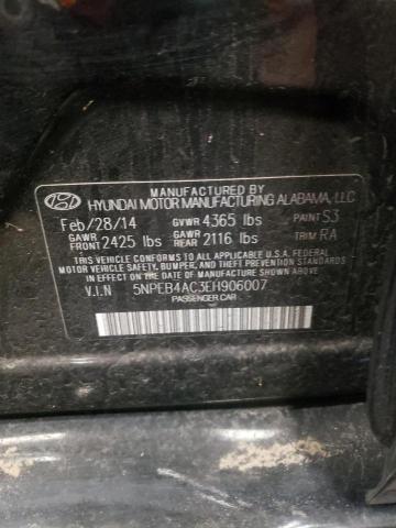 5NPEB4AC3EH906007 - 2014 HYUNDAI SONATA GLS BLACK photo 10