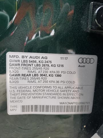 WA1CNAFY2J2092701 - 2018 AUDI Q5 PRESTIG GREEN photo 10