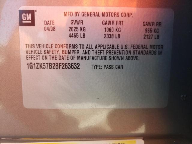 1G1ZK57B28F263632 - 2008 CHEVROLET MALIBU LTZ თაფლისფერი ფოტო 10