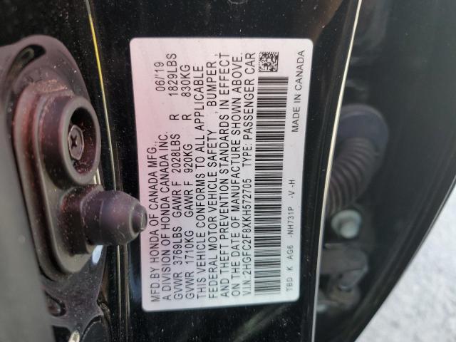 2HGFC2F8XKH572705 - 2019 HONDA CIVIC SPOR 黑色 照片 10