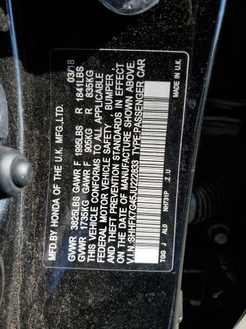 SHHFK7G45JU222833 - 2018 HONDA CIVIC SPOR BLACK photo 10