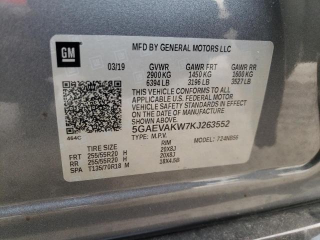5GAEVAKW7KJ263552 - 2019 BUICK ENCLAVE ES GRAY photo 10