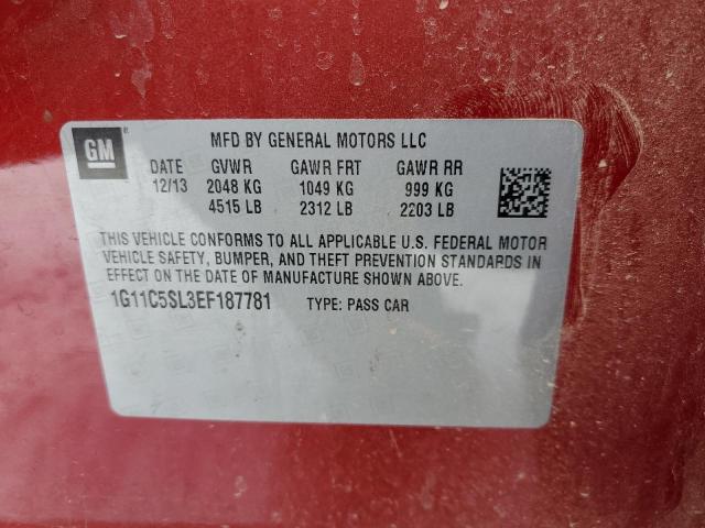 1G11C5SL3EF187781 - 2014 CHEVROLET MALIBU 1LT 红色 照片 10