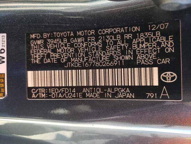 JTKDE167780266911 - 2008 TOYOTA SCION TC 黑色 照片 10