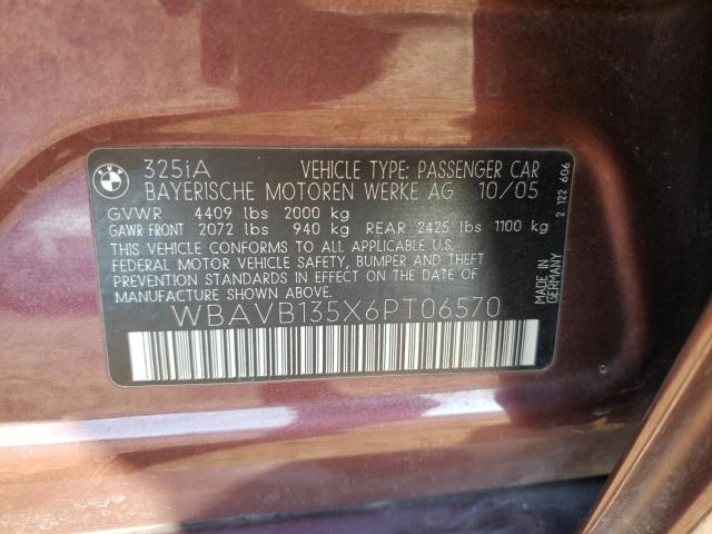 WBAVB135X6PT06570 - 2006 BMW 2 SERIES Bordeaux Foto 10