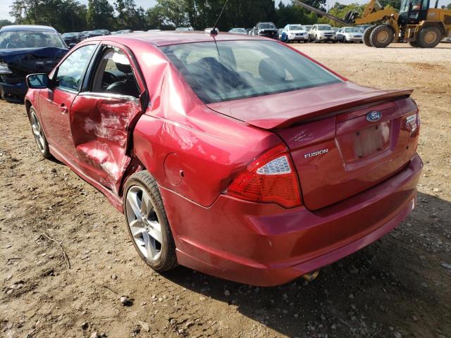 3FAHP0KC5BR119399 - 2011 FORD FUSION SPO MAROON photo 3