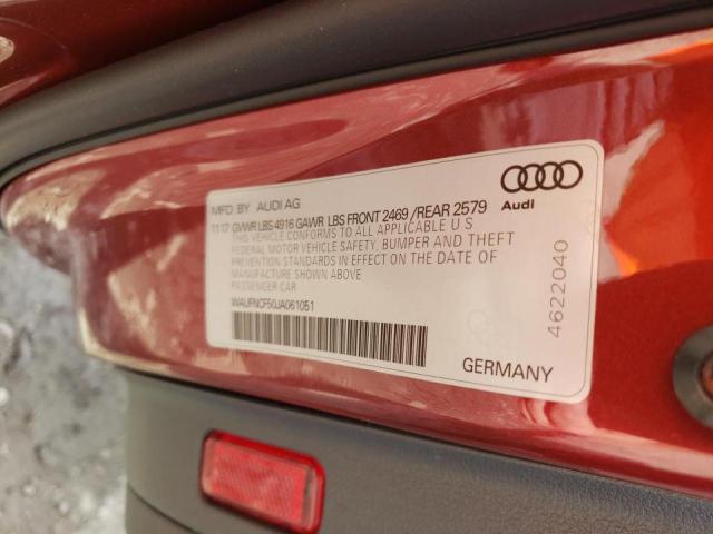 WAUFNCF50JA061051 - 2018 AUDI A5 PRESTIG RED photo 10