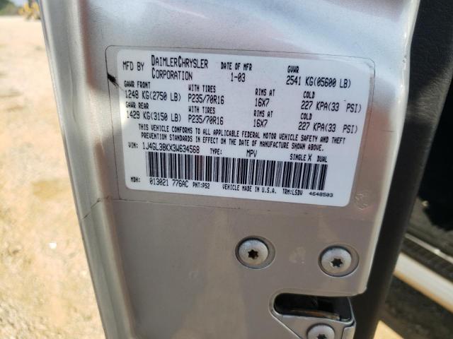 1J4GL38KX3W634568 - 2003 JEEP LIBERTY RE SILVER photo 10