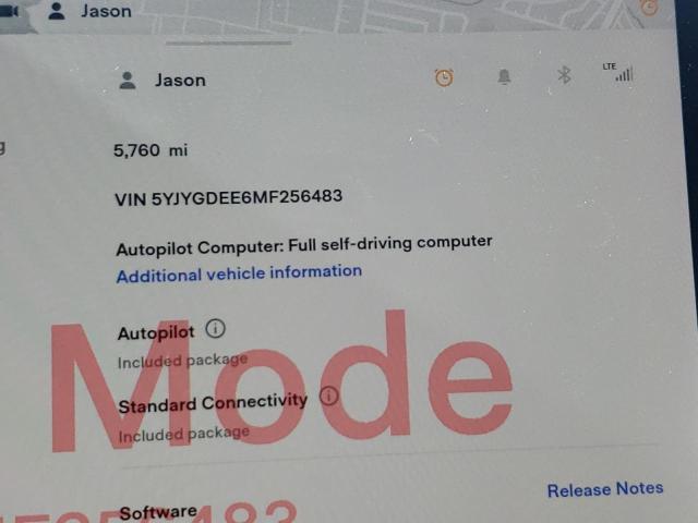 5YJYGDEE6MF256483 - 2021 TESLA MODEL Y BLACK photo 8