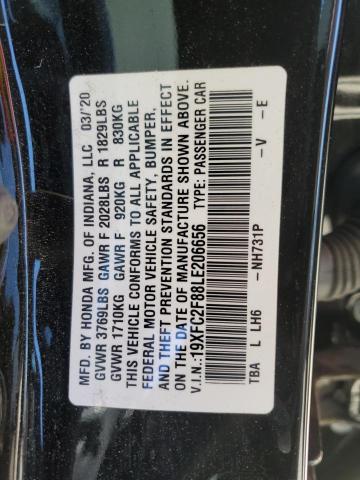 19XFC2F88LE206656 - 2020 HONDA CIVIC SPOR BLACK photo 10
