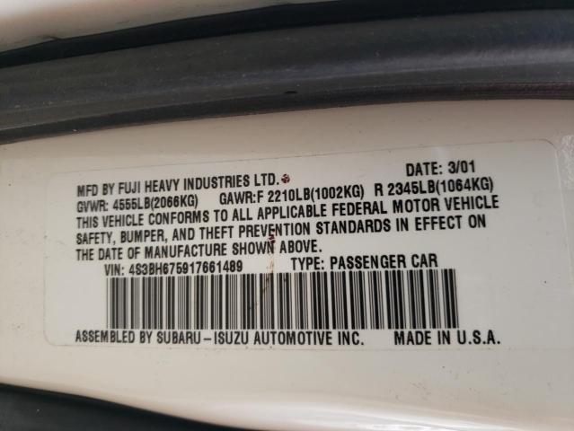 4S3BH675917661489 - 2001 SUBARU LEGACY OUTBACK AWP  照片 10