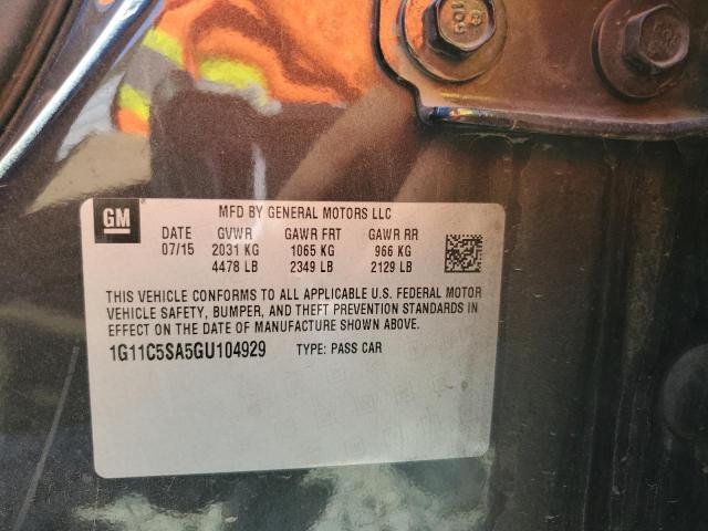 1G11C5SA5GU104929 - 2016 CHEVROLET MALIBU LIM 石墨色 照片 10