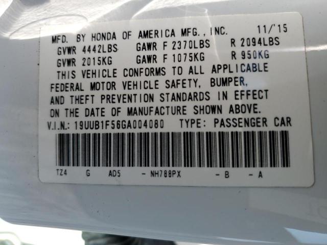 19UUB1F56GA004080 - 2016 ACURA TLX TECH WHITE photo 10