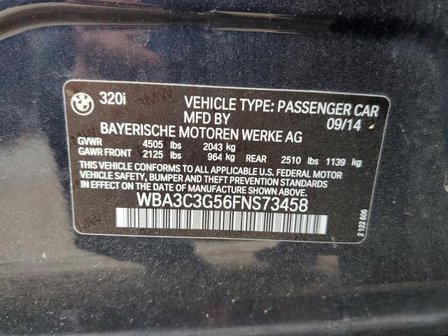 WBA3C3G56FNS73458 - 2015 BMW 320 I XDRI BLUE photo 10
