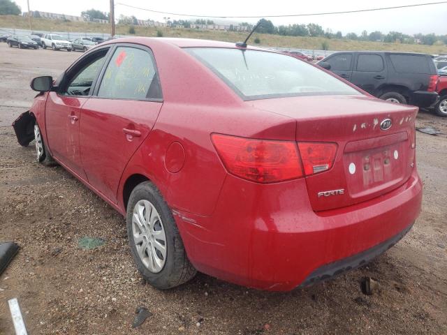 KNAFU4A21D5645820 - 2013 KIA FORTE EX RED photo 3