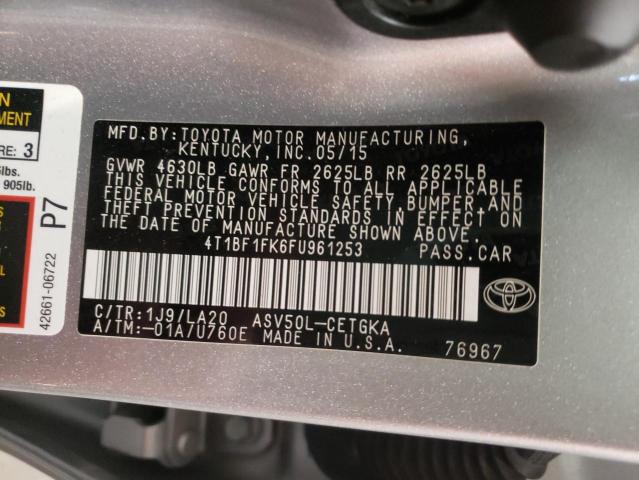 4T1BF1FK6FU961253 - 2015 TOYOTA CAMRY LE SILVER photo 10