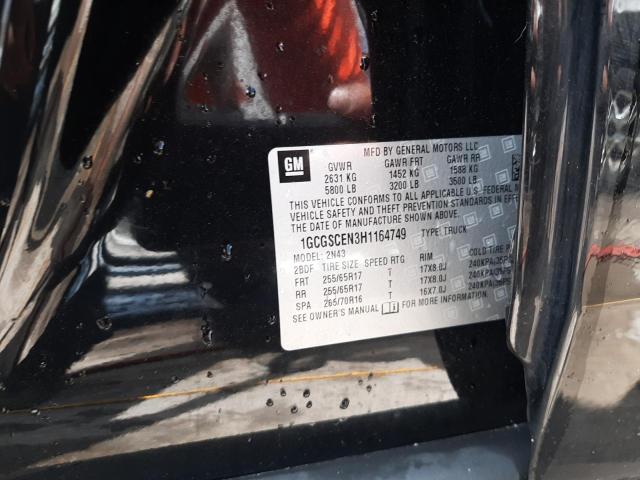 1GCGSCEN3H1164749 - 2017 CHEVROLET COLORADO L BLACK photo 10