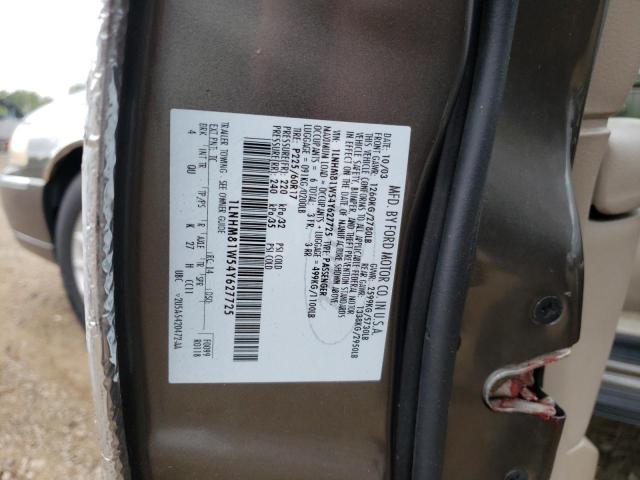 1LNHM81W54Y627725 - 2004 LINCOLN TOWN CAR E GRAY photo 10