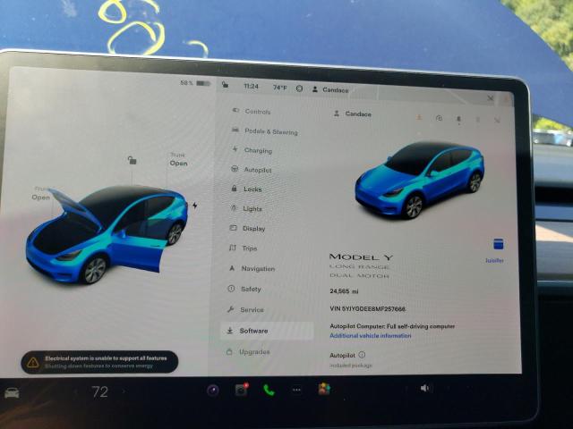 5YJYGDEE8MF257666 - 2021 TESLA MODEL Y أزرق صورة 8