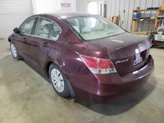 1HGCP26319A161746 - 2009 HONDA ACCORD LX BURGUNDY photo 3