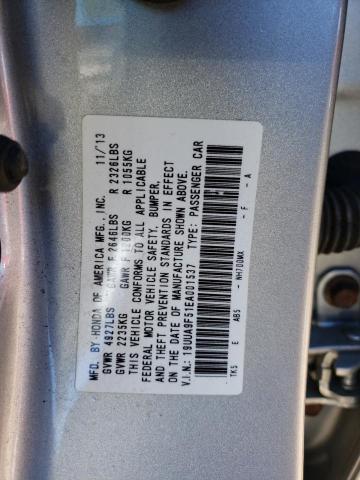 19UUA9F51EA001537 - 2014 ACURA TL TECH SILVER photo 10