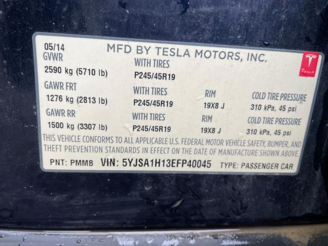 5YJSA1H13EFP40045 - 2014 TESLA MODEL S BLUE photo 10