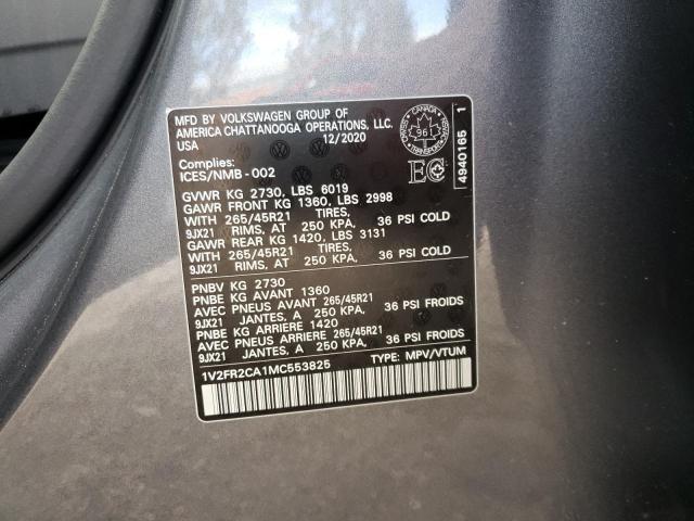 1V2FR2CA1MC553825 - 2021 VOLKSWAGEN ATLAS SEL Boz foto 10