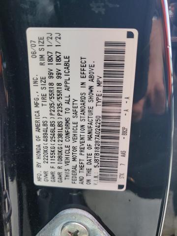 5J8TB18287A024250 - 2007 ACURA RDX BLACK photo 10