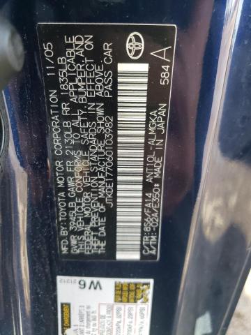 JTKDE177060103982 - 2006 TOYOTA SCION TC 蓝色 照片 10