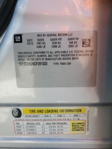 1G1ZC5EU9CF281023 - 2012 CHEVROLET MALIBU 1LT 银色 照片 10