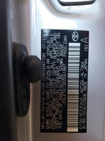 JTKJF5C72D3061887 - 2013 TOYOTA SCION TC ვერცხლისფერი ფოტო 10