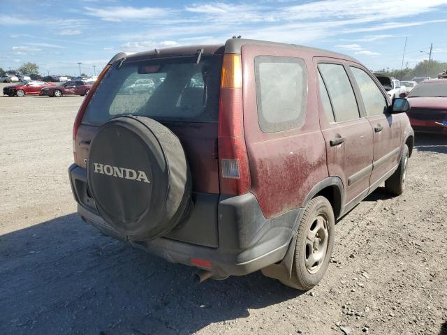 JHLRD78472C054525 - 2002 HONDA CR-V LX MAROON photo 4