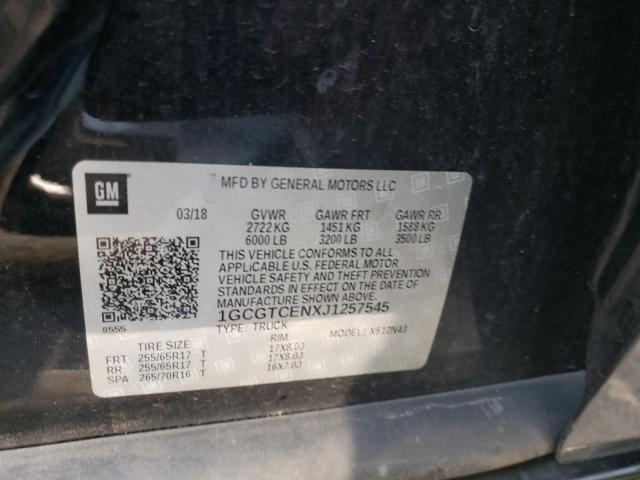 1GCGTCENXJ1257545 - 2018 CHEVROLET COLORADO L BLACK photo 10